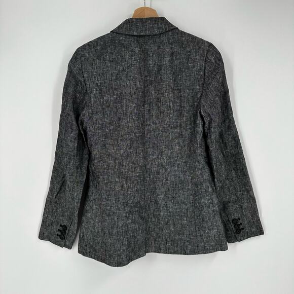 J. Crew Black Chambray Linen Blazer Gray Size 0 One Button - Picture 5 of 10